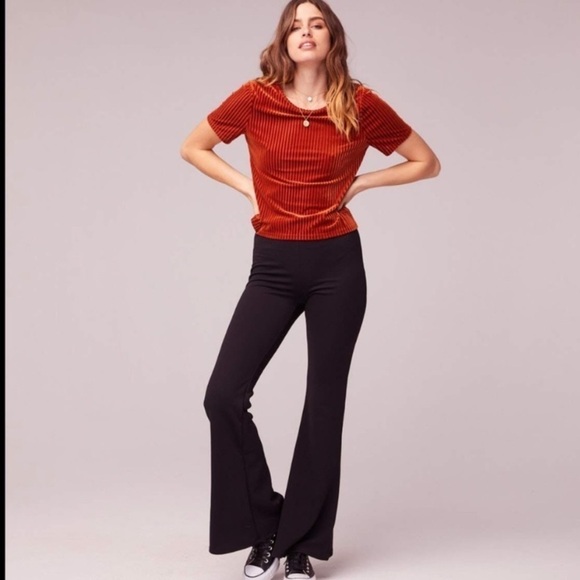 Band of Gypsies Ribbed Flare Black Pants - M - Picture 2 of 13